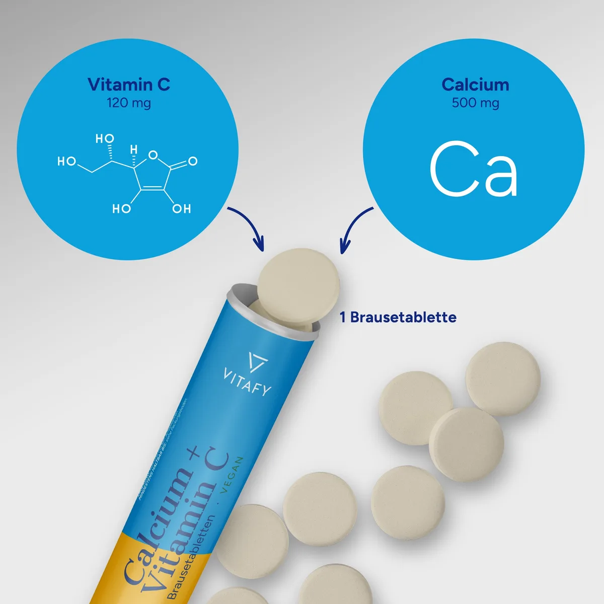 Calcium + Vitamin C - Orange (20 Brausetabletten) – Bild 4
