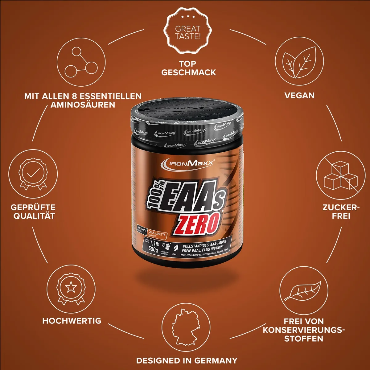 100% EAAs Zero (500g) - Cola Lime – Bild 5