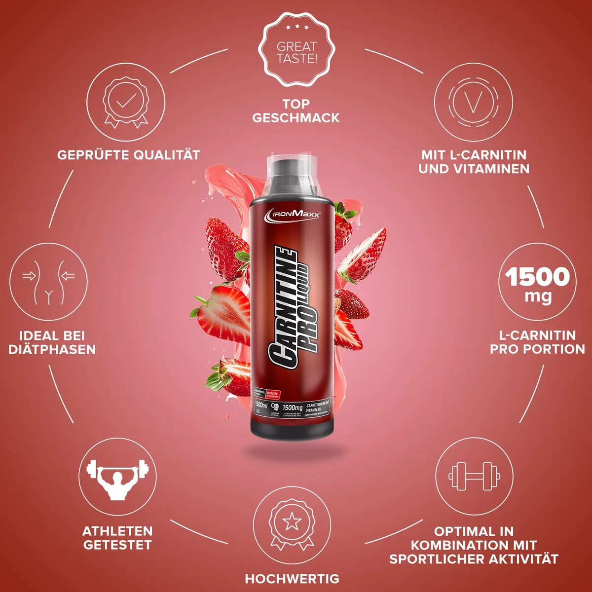 Carnitine Pro Liquid (500ml) - Erdbeere – Bild 6