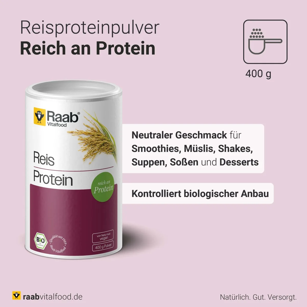 Bio Reis Protein Pulver (400g) – Bild 3