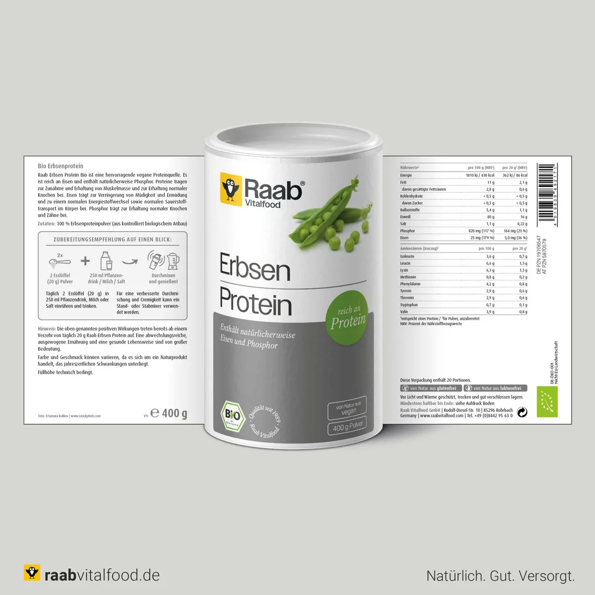 Bio Erbsenprotein Pulver (400g) – Bild 2
