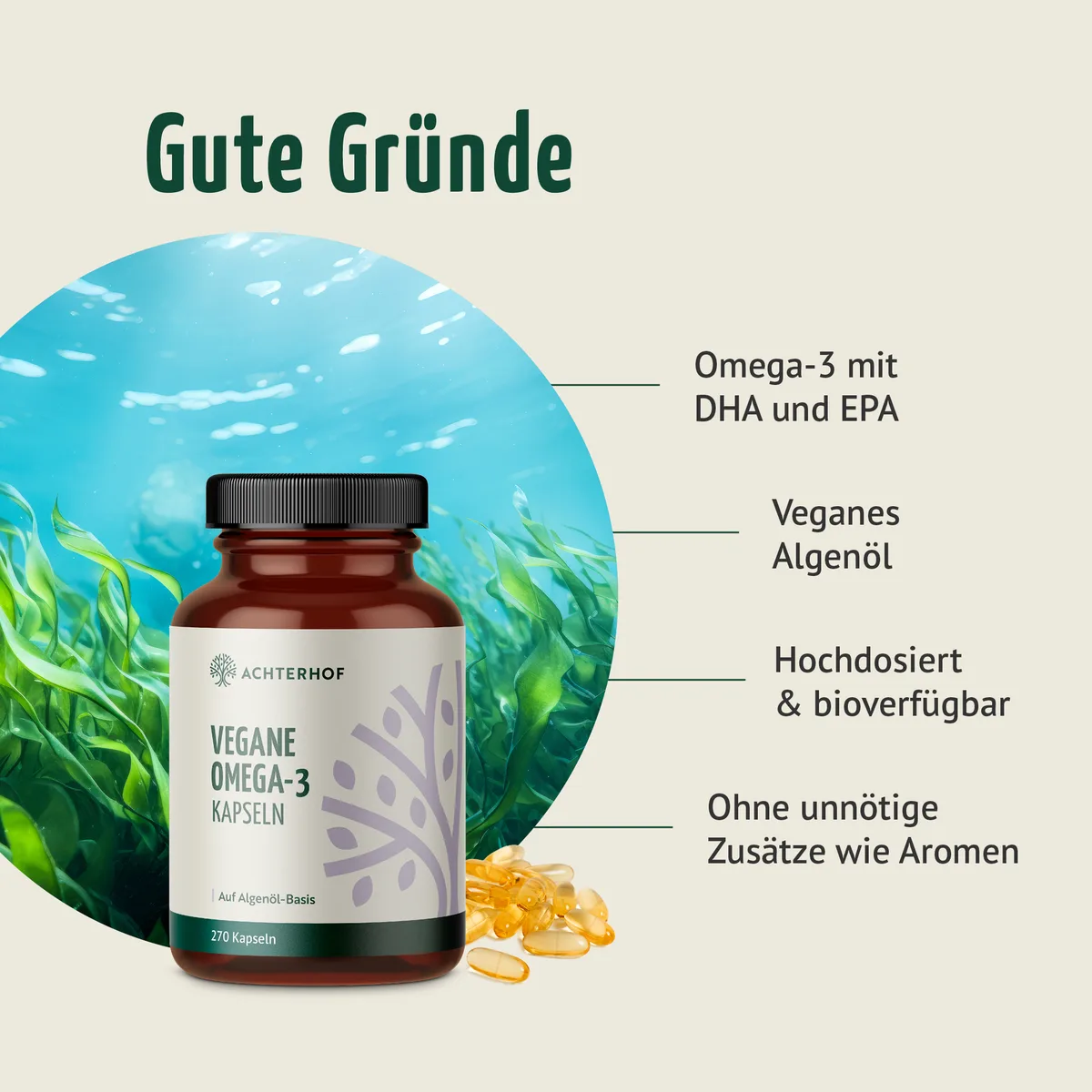 Vegane Omega-3 Kapseln (270 Kapseln) – Bild 2