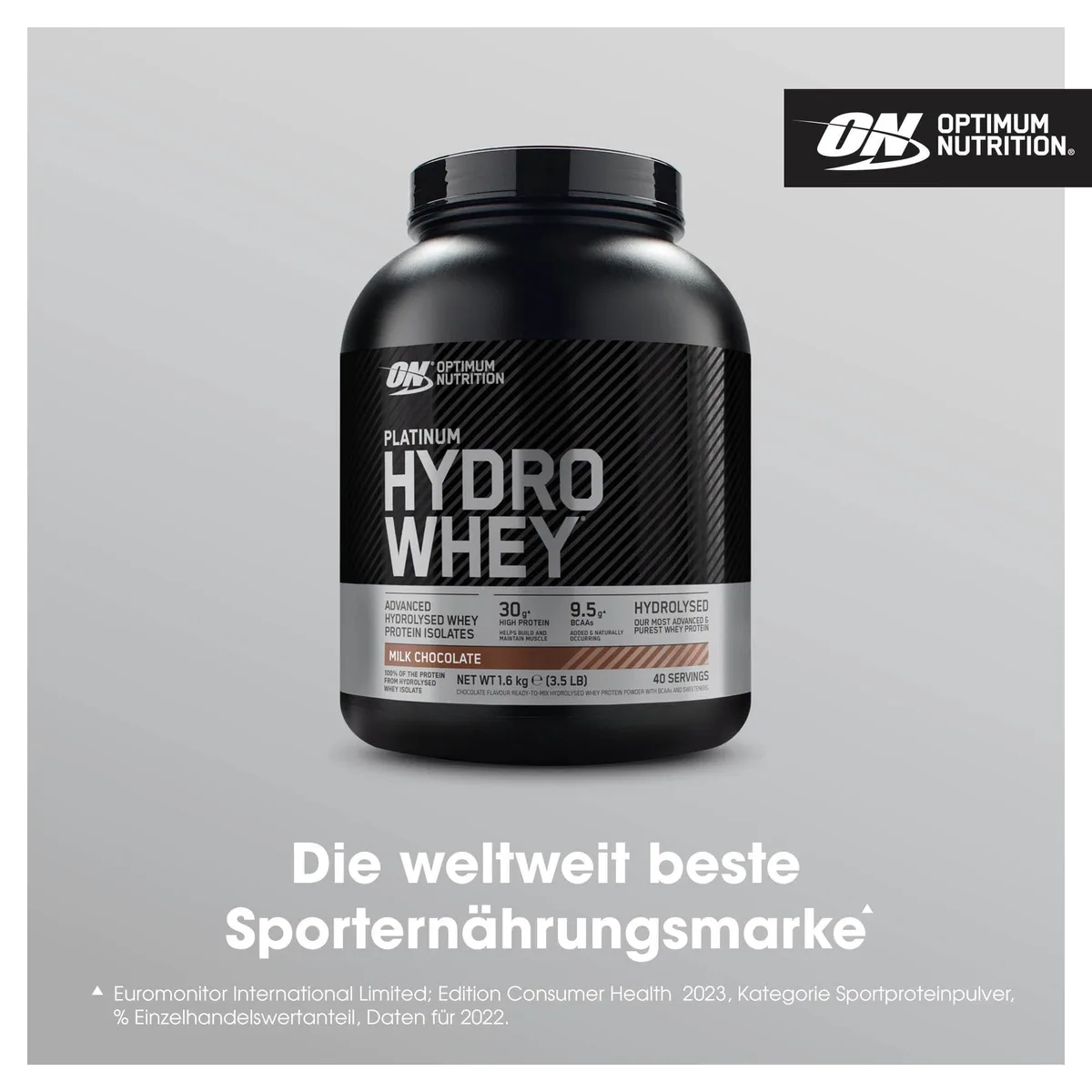 Optimum Nutrition Platinum Hydro Whey, Hydrolysiertes Molkenprotein-Isolat-Pulver mit essentiellen Aminosäuren, Glutamin und BCAA, Geschmack: Milchschokolade, 40 Portionen, 1,6 kg – Bild 2