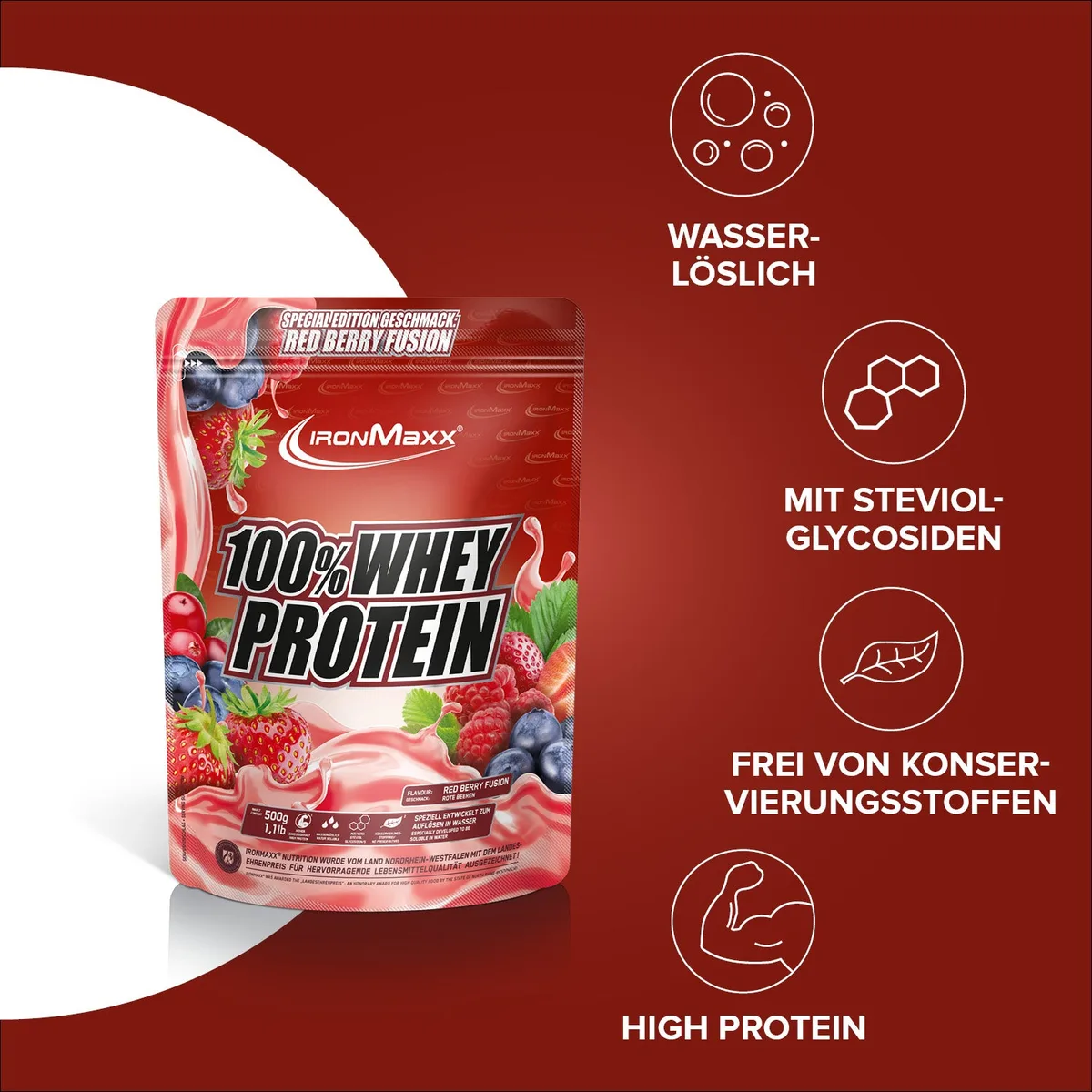 100% Whey Protein (500g) - Red Berry Fusion (Special Edition) – Bild 3