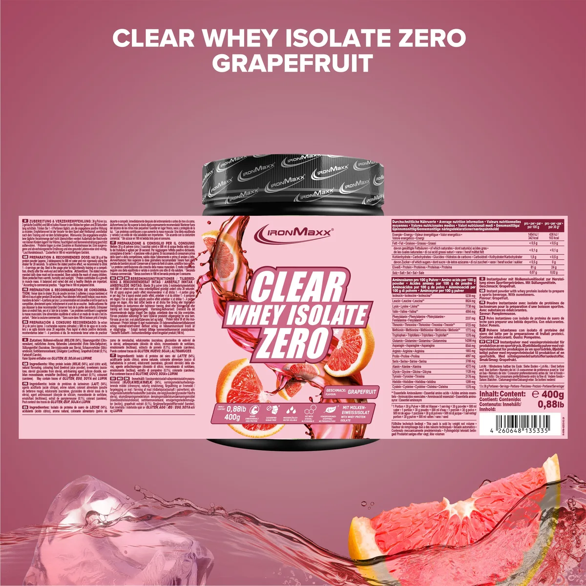 Clear Whey Isolate ZERO (400g) - Grapefruit – Bild 5
