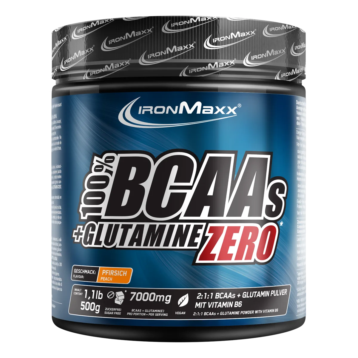 100% BCAAs + Glutamine Zero (500g) - Pfirsich