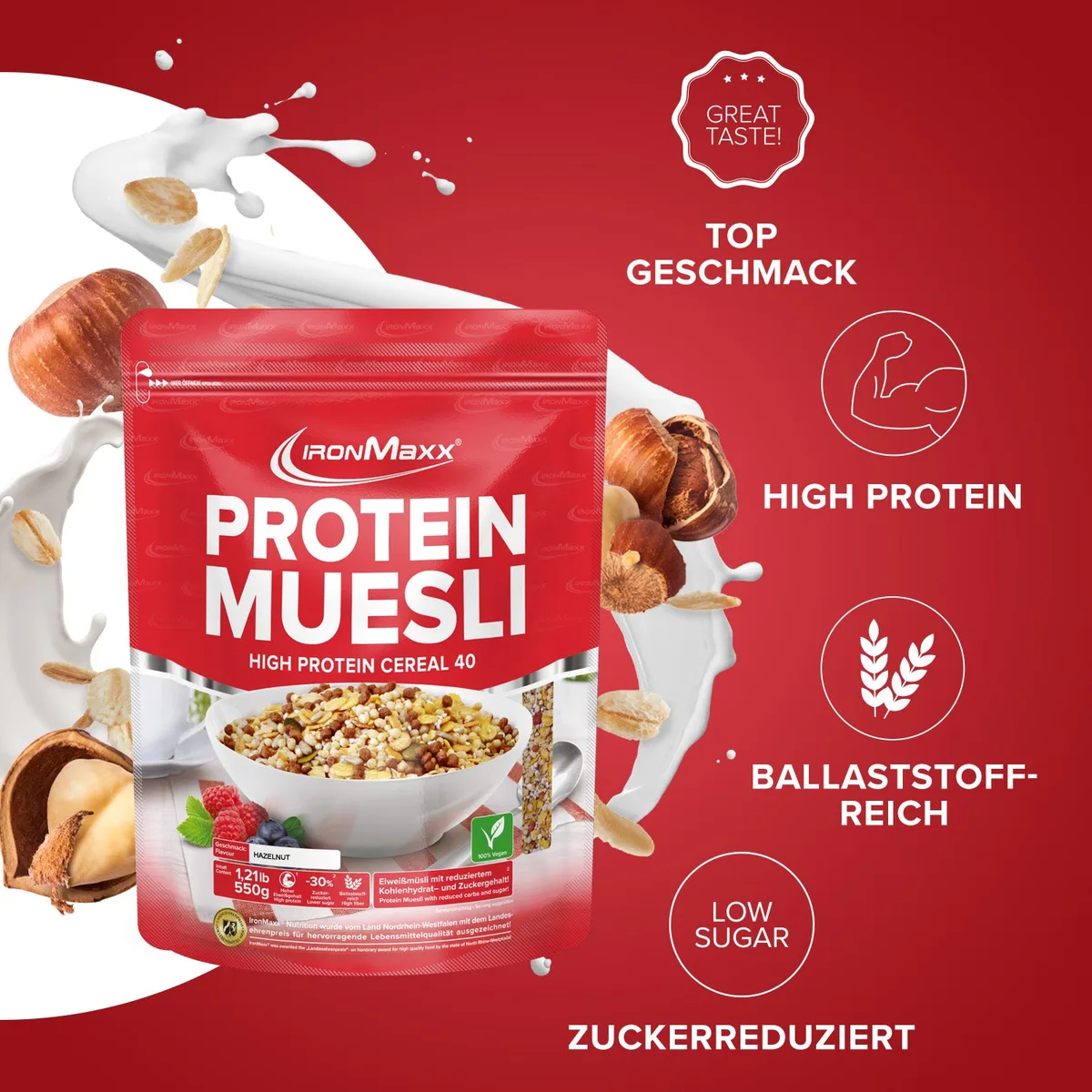 Protein Müsli (550g) - Haselnuss – Bild 7