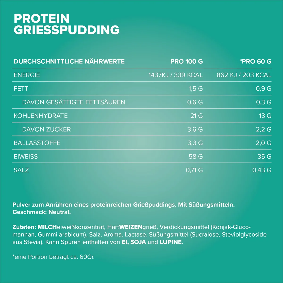 Protein Breakfast Sachets (10x60g) - Grieß – Bild 5