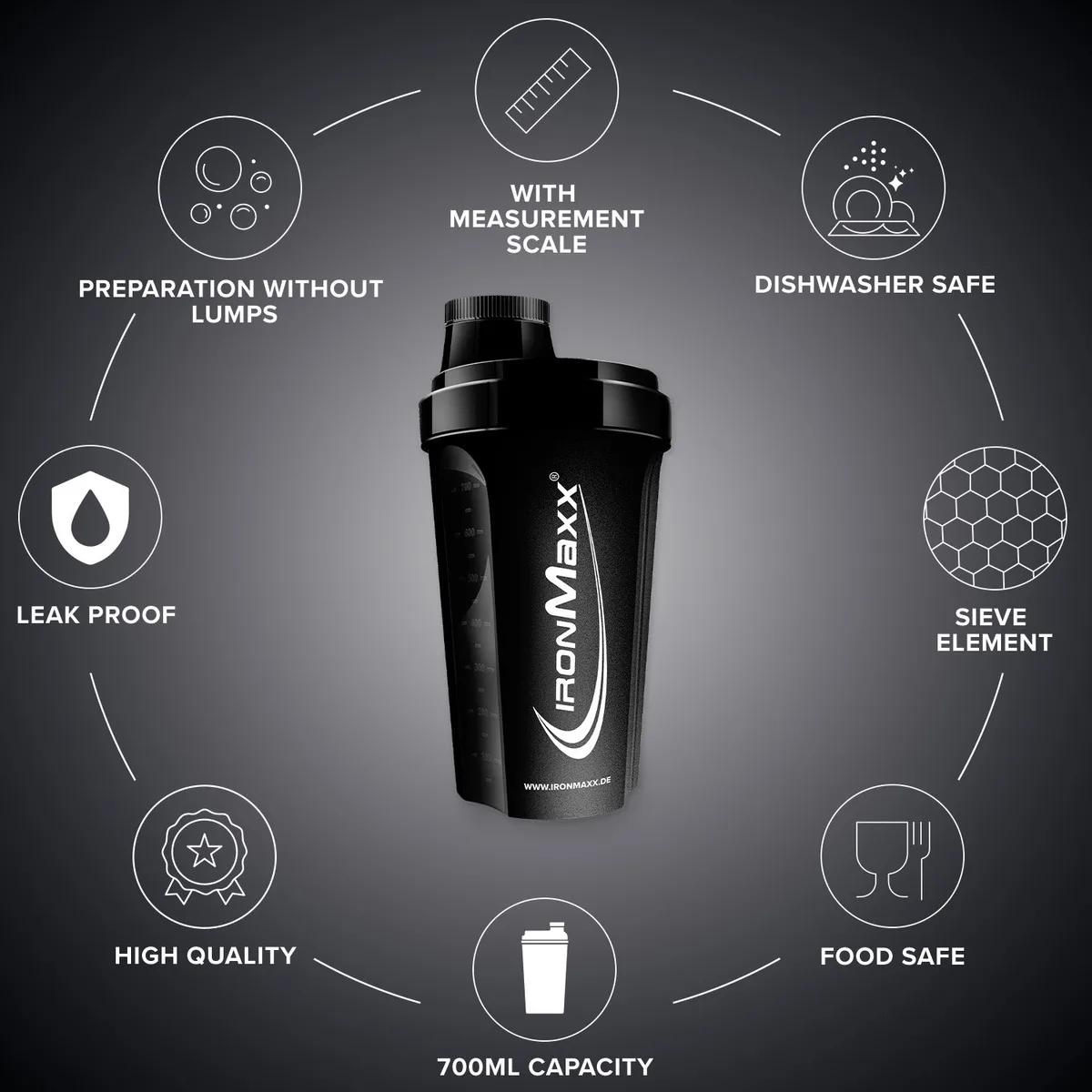 Shaker (700ml) - Schwarz – Bild 8