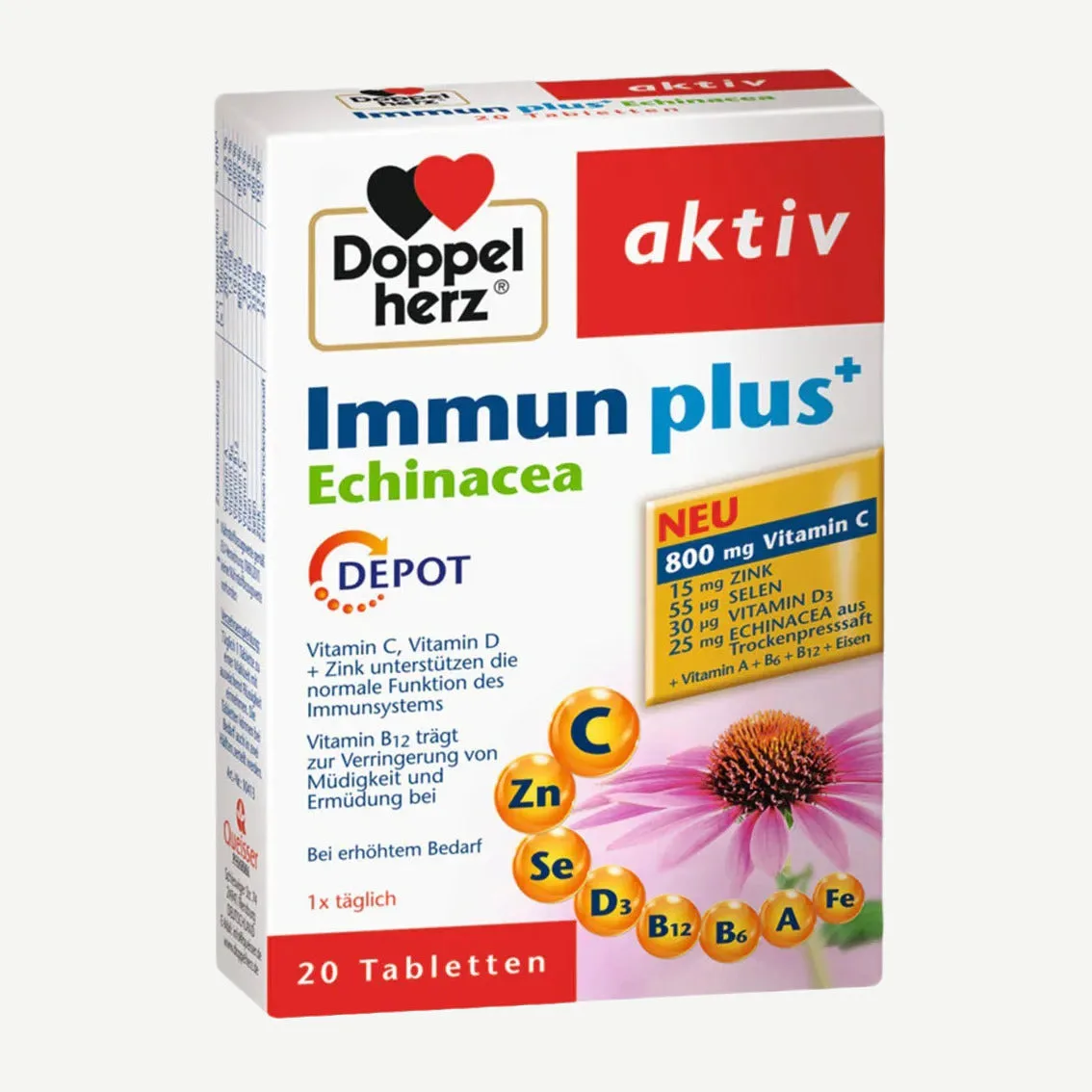 Doppelherz aktiv Immun plus Echinacea Basic / 20 Tabletten