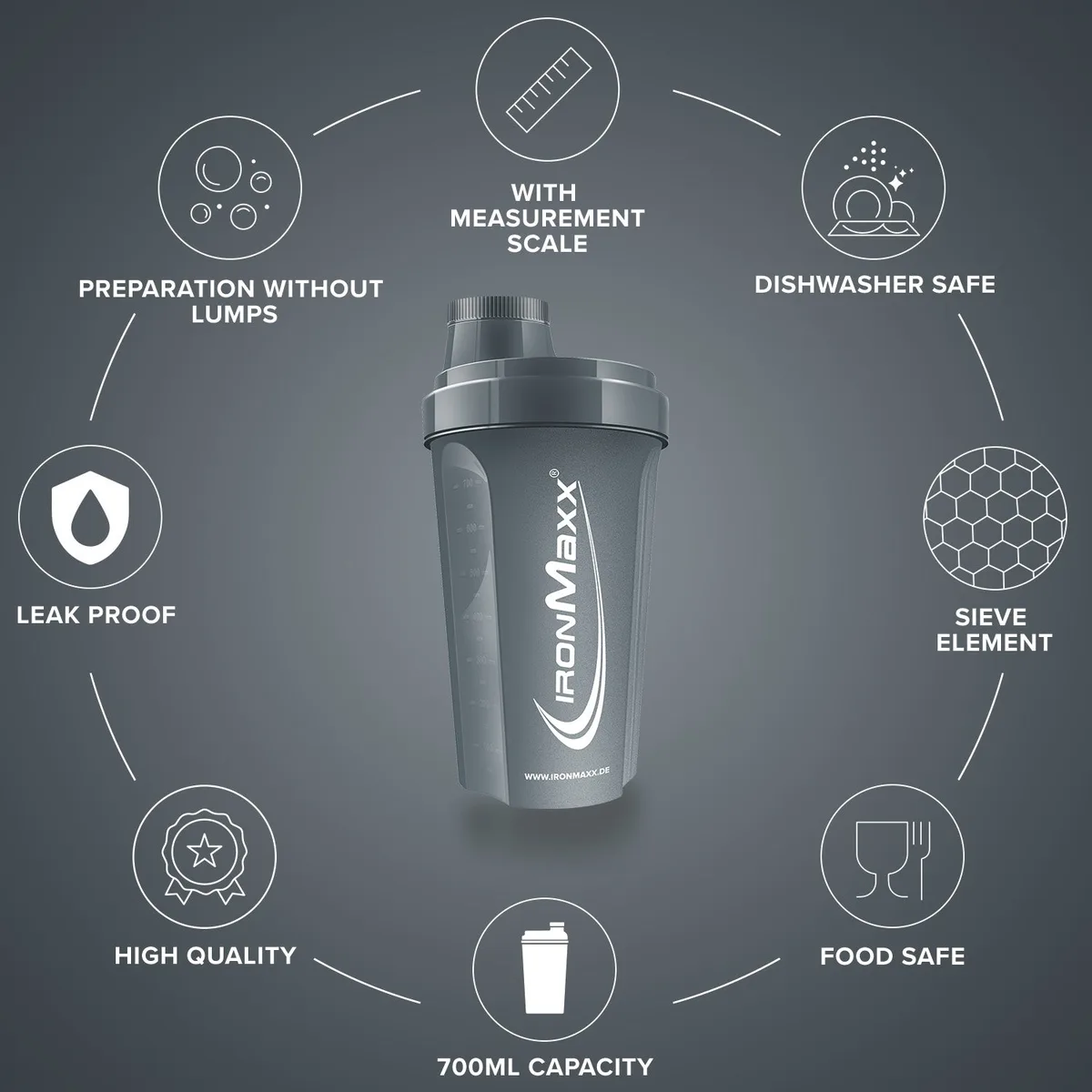 Shaker (700ml) - Anthrazit Matt – Bild 8
