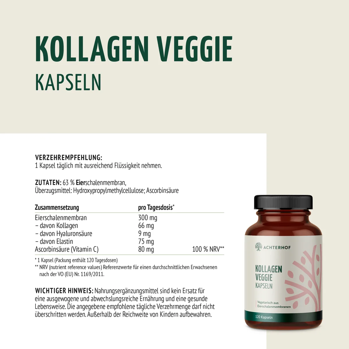 Kollagen Veggie Kapseln (120 Kapseln) – Bild 6