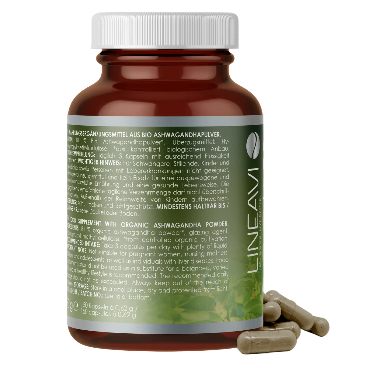 Ashwagandha Kapseln bio (150 Kapseln) – Bild 3