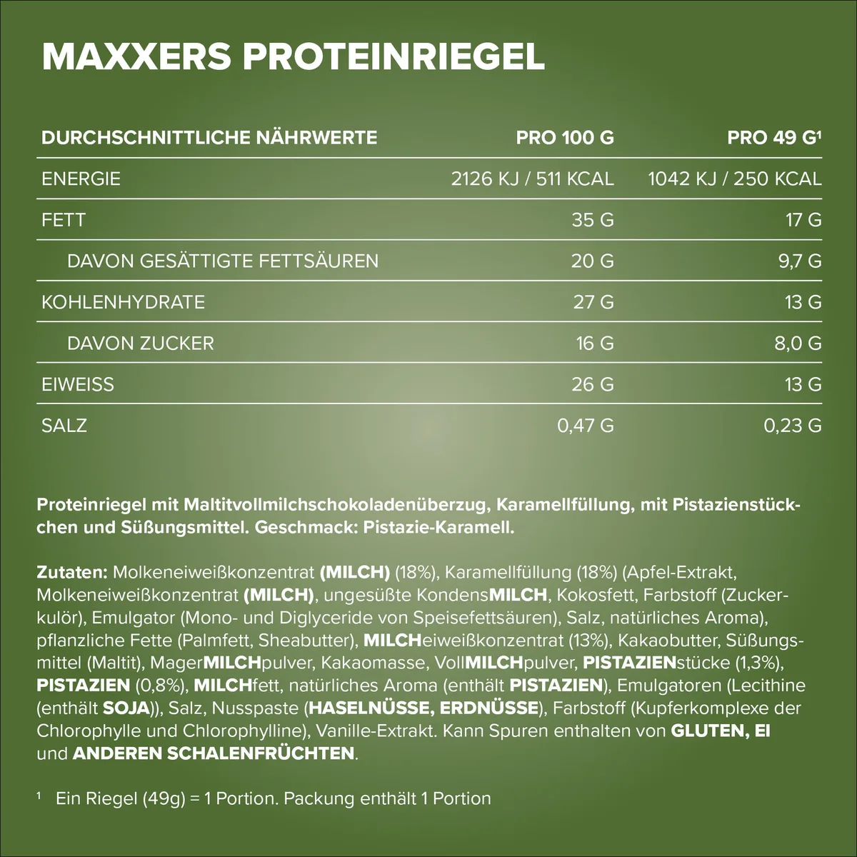 Maxxers (24x49g) - Milk Choc Pistachio Caramel – Bild 5