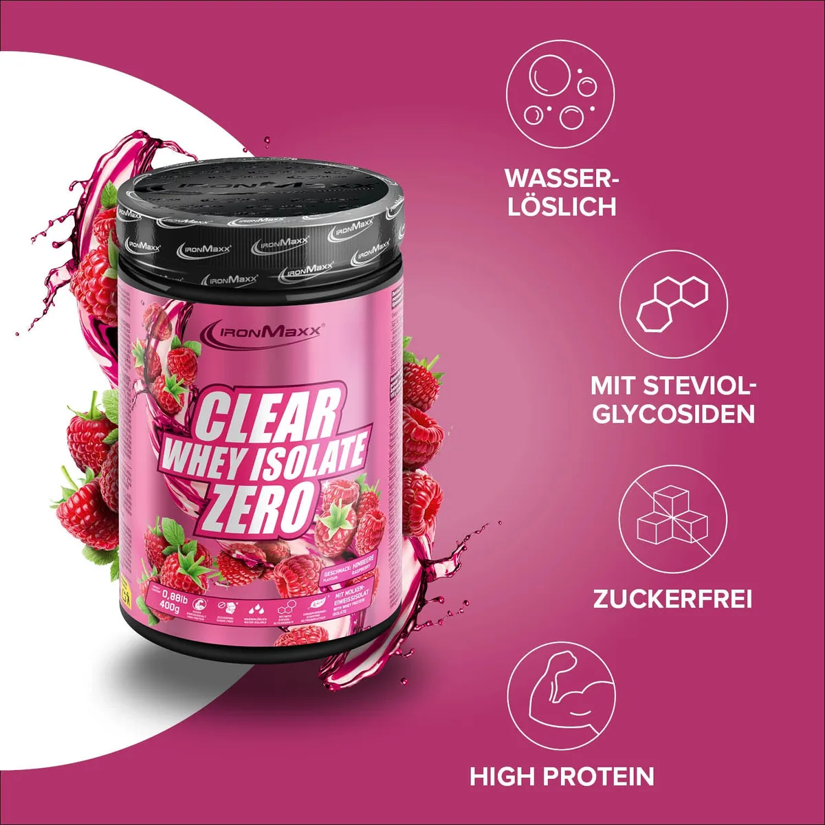 Clear Whey Isolate ZERO (400g) - Raspberry – Bild 7