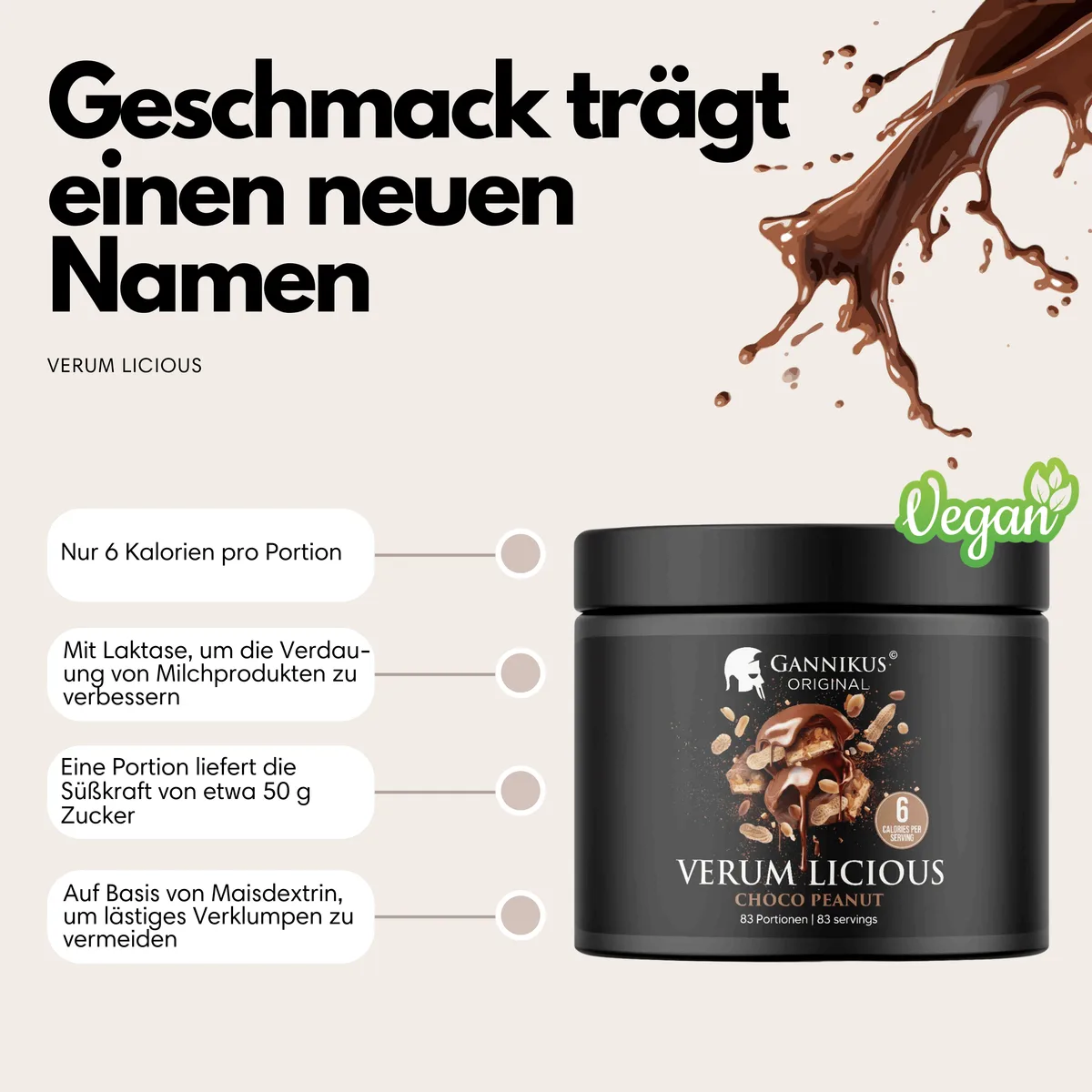 VERUM LICIOUS - 250g Choco Peanut – Bild 5