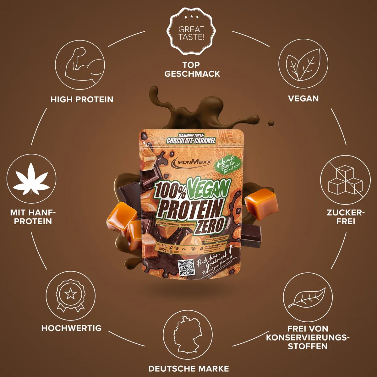 100% Vegan Protein Zero (500g) - Chocolate Caramel – Bild 5