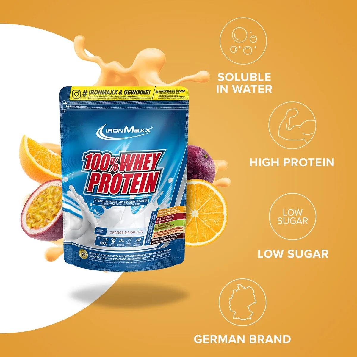 100% Whey Protein (500g) - Orange Maracuja – Bild 3