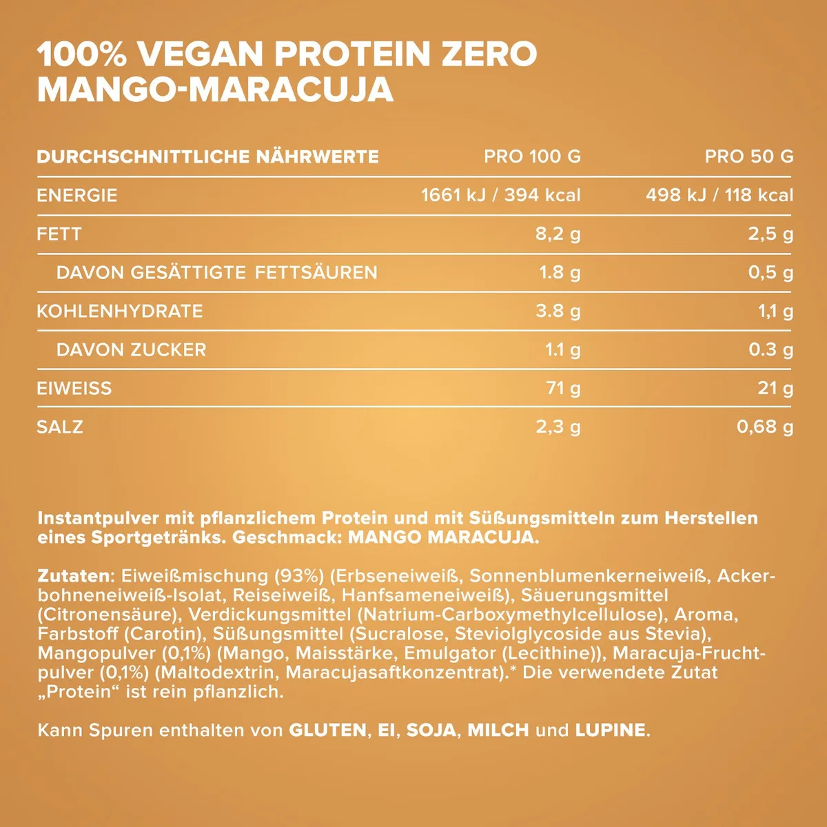 100% Vegan Protein Zero (500g) - Mango-Maracuja – Bild 4
