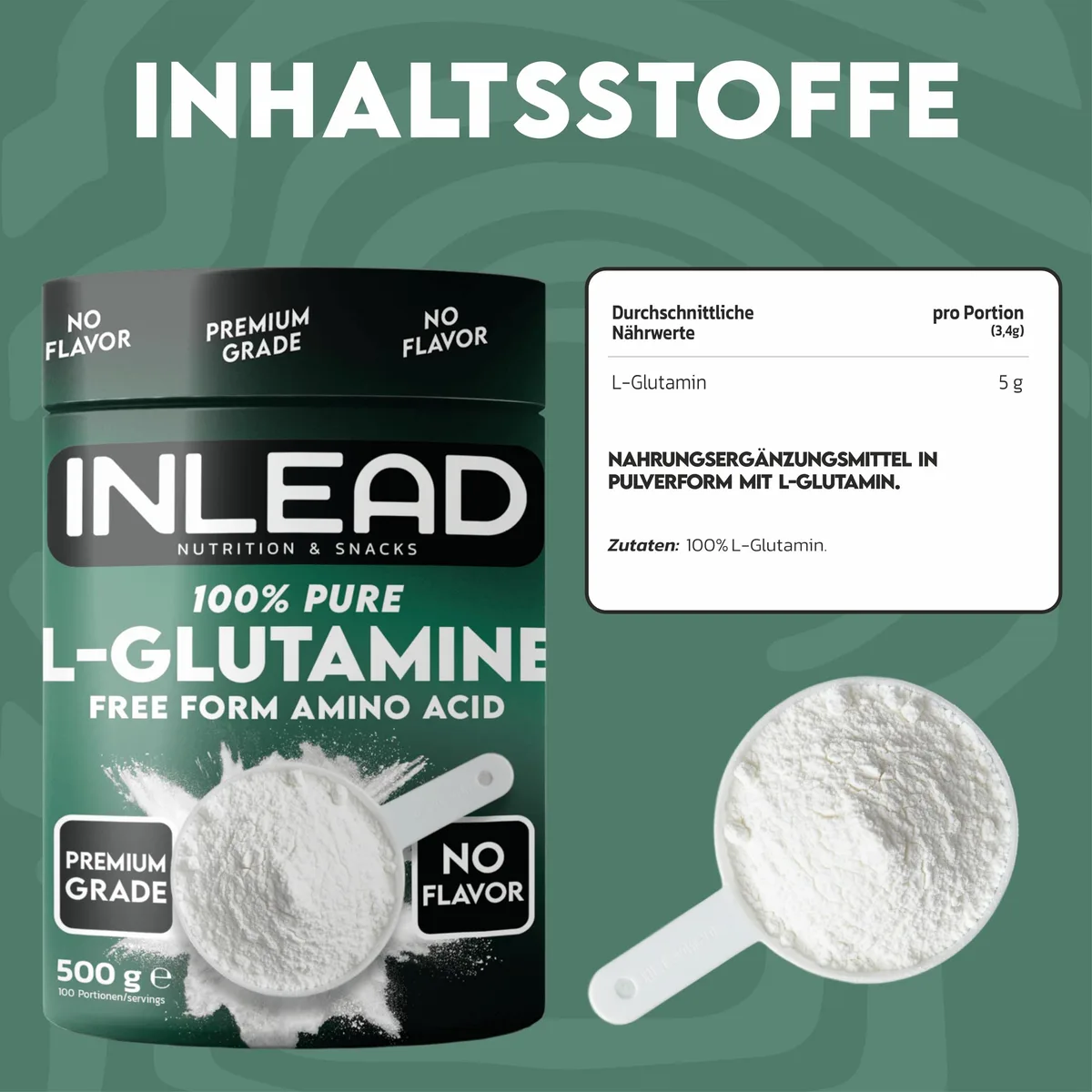 INLEAD - L-Glutamin | Unterstützt die Regeneration, Darmgesundheit und Muskelaufbau - 500g – Bild 3