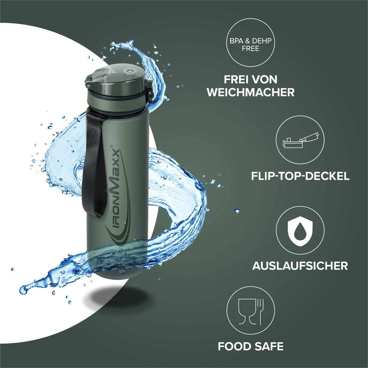 Sport Water Bottle (1000ml) - Mineral Green – Bild 2