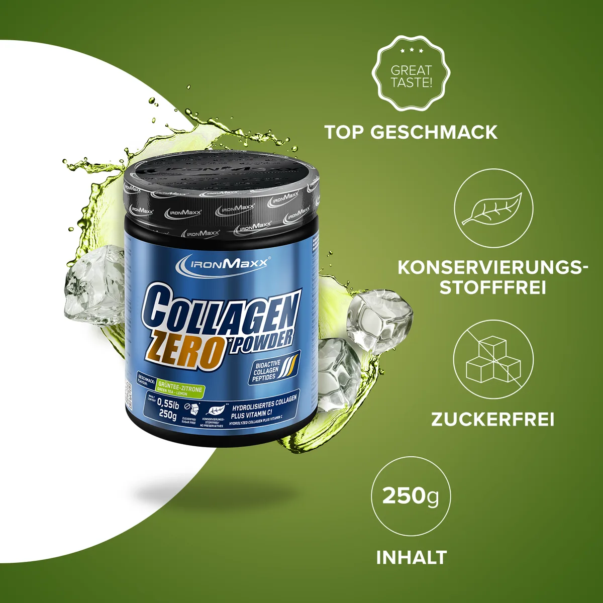 Collagen Powder Zero (250g) - Grüntee Zitrone – Bild 2