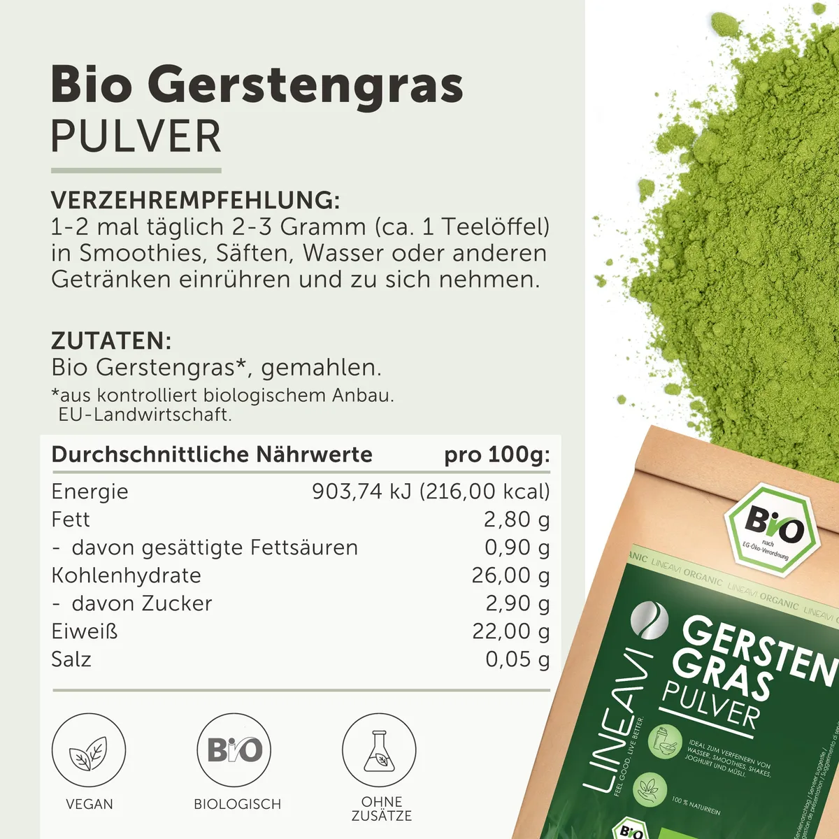 Gerstengraspulver bio (1000g) – Bild 5