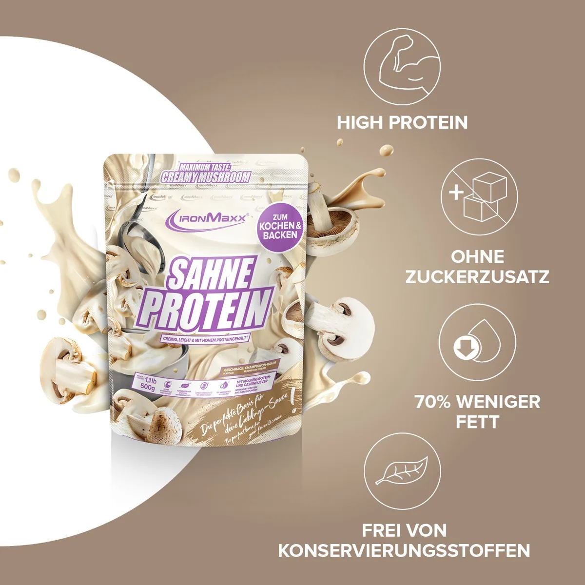 Sahne Protein (500g) - Champignon Rahm – Bild 2