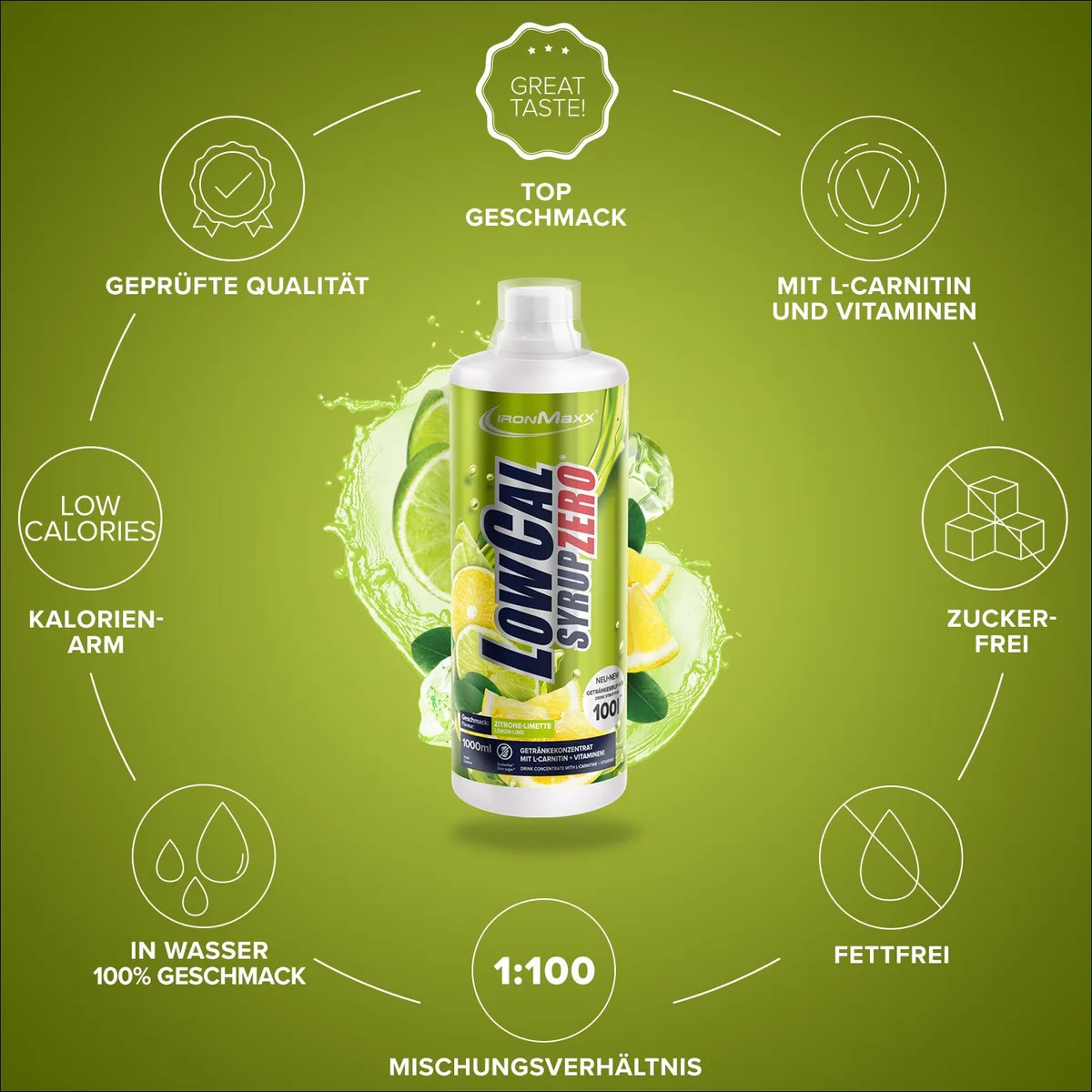 LowCal Syrup Zero (1000ml) - Zitrone Limette – Bild 6