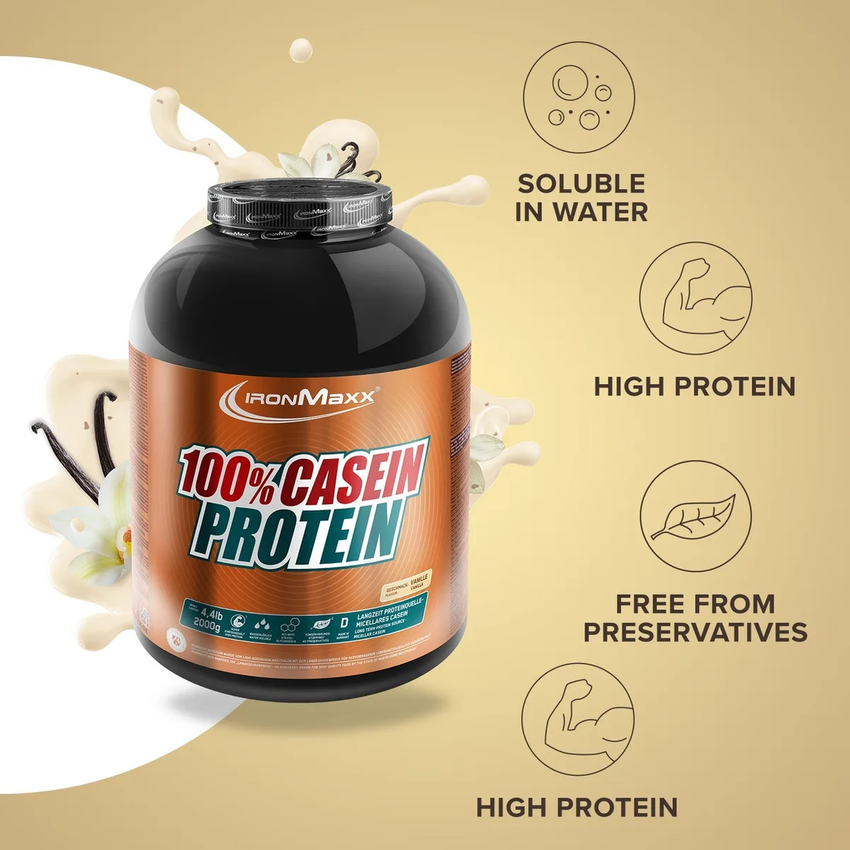 100% Casein Protein (2000g) - Vanille – Bild 7