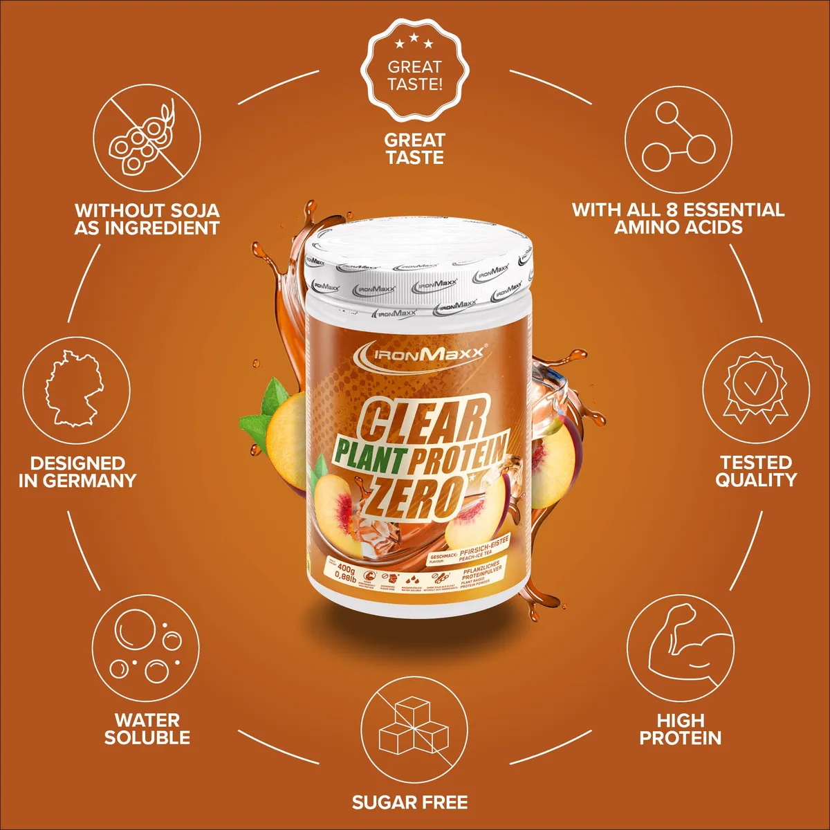 Clear Plant Protein ZERO (400g) - Peach Ice Tea – Bild 5