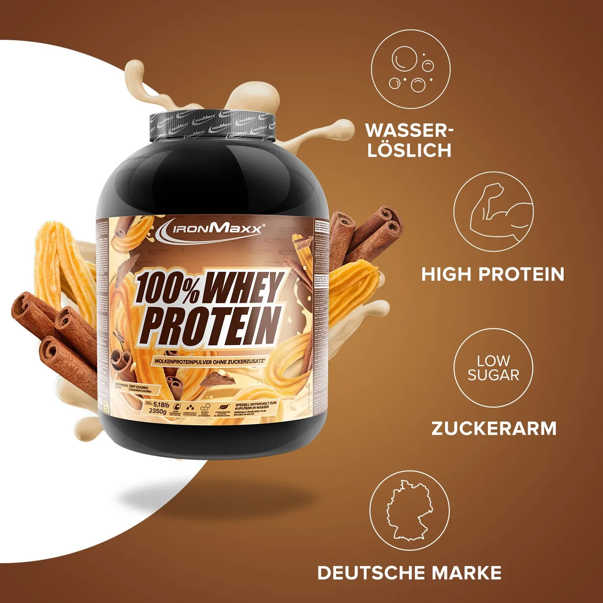 100% Whey Protein (2350g) - Cinnamon Churro – Bild 2