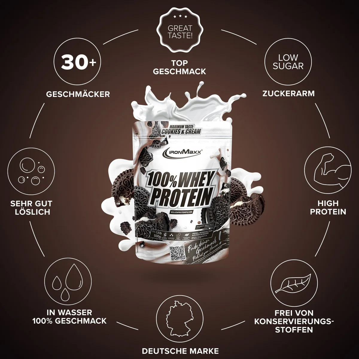 100% Whey Protein (500g) - Cookies & Cream – Bild 5