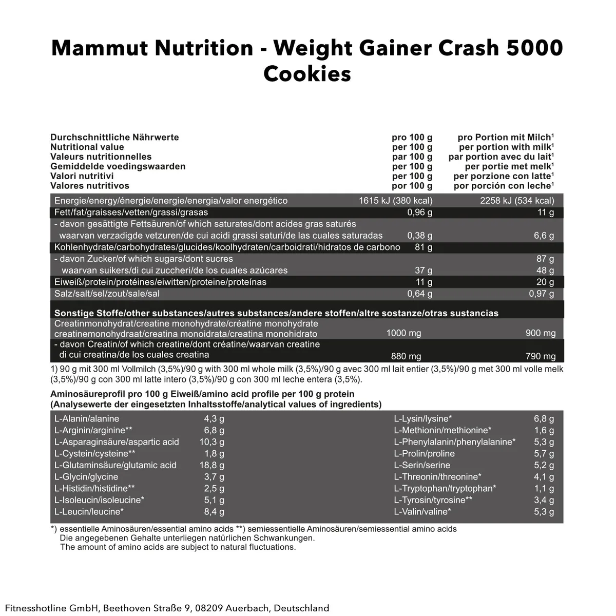 Weight Gainer Crash 5000 (4500g) Schoko – Bild 6