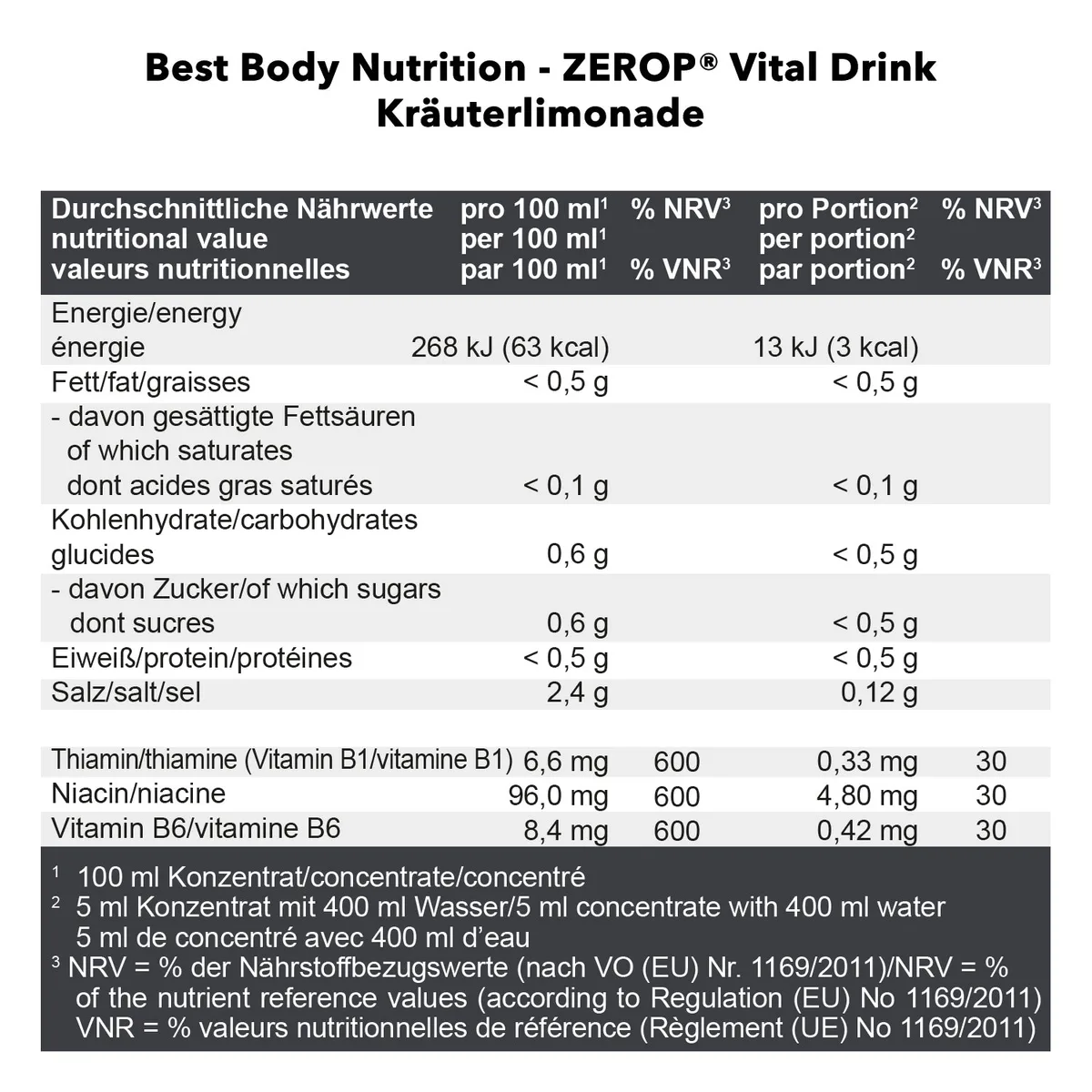 Vital Drink Zerop (1000ml) Kirsche – Bild 3