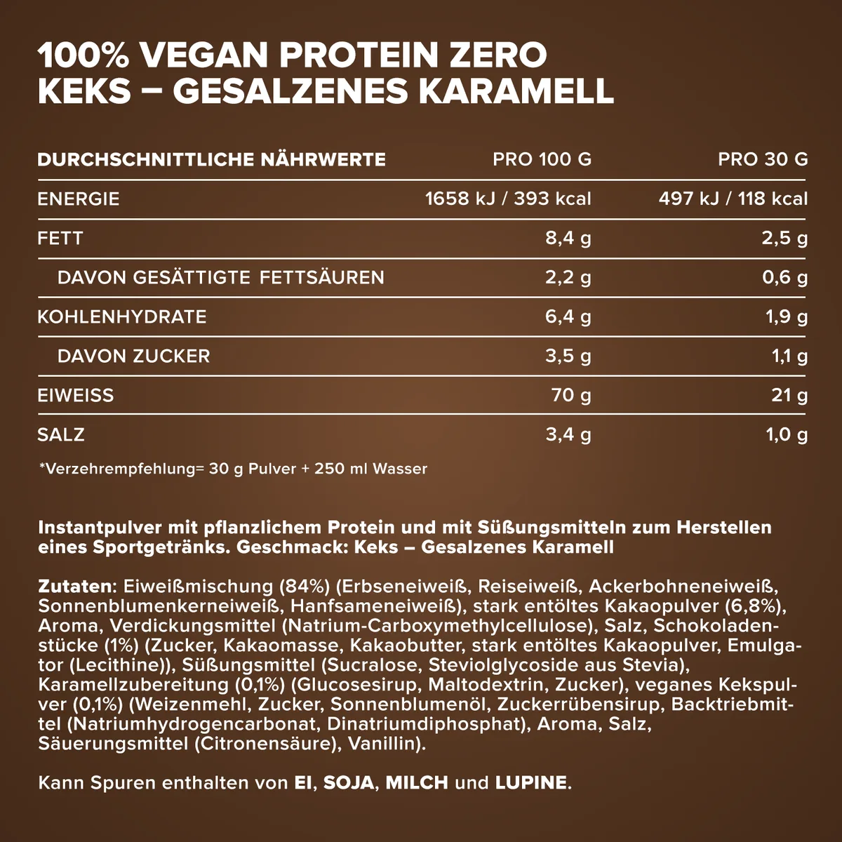100% Vegan Protein Zero (500g) - Dark Cookie Salted Caramel – Bild 4