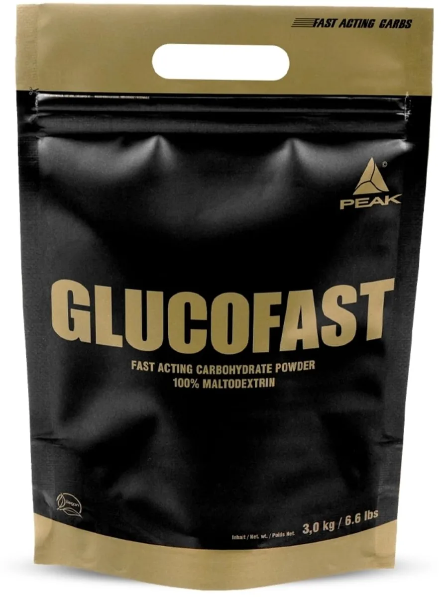 PEAK Glucofast - 3000g Geschmack Natural I 60 Portionen I Maltodextrin I Vitamin Complex I Masseaufbau I vegan I glutenfrei I Kohlenhydrat Pulver I hohe Bioverfügbarkeit