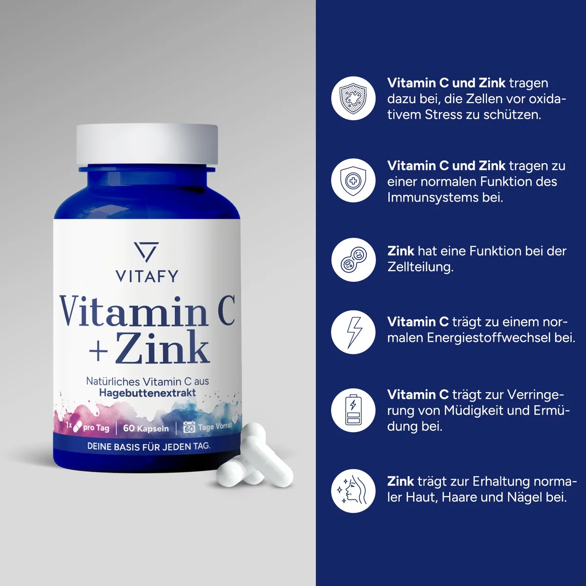 Vitamin C + Zink (60 Kapseln) – Bild 2