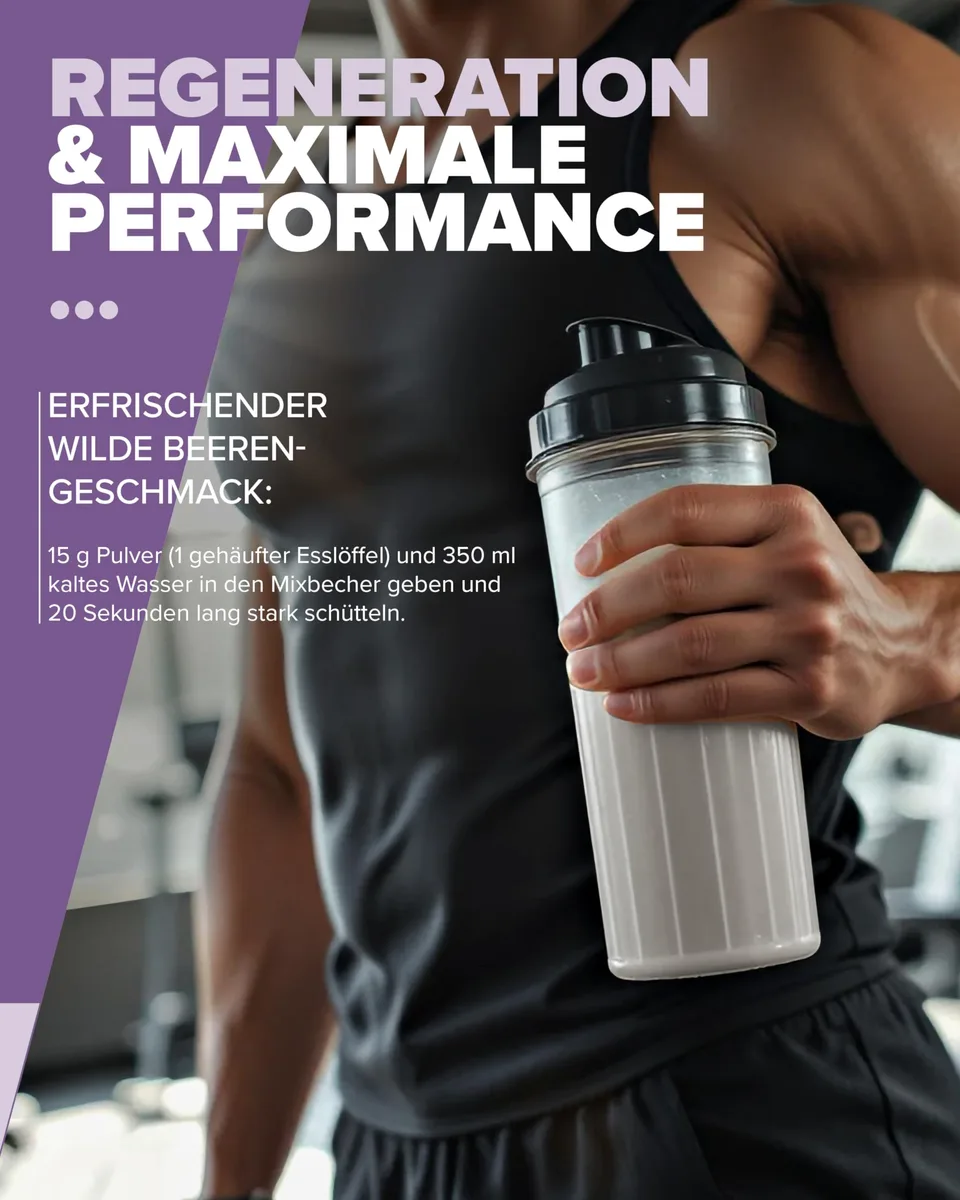 IronMaxx 100% EAAs Zero Wildberry 500g - EAAs Pulver hochdosiert, Vegan und zuckerfrei, 8 essentielle Aminosäuren zur Ergänzung deiner Sporternährung – Bild 4