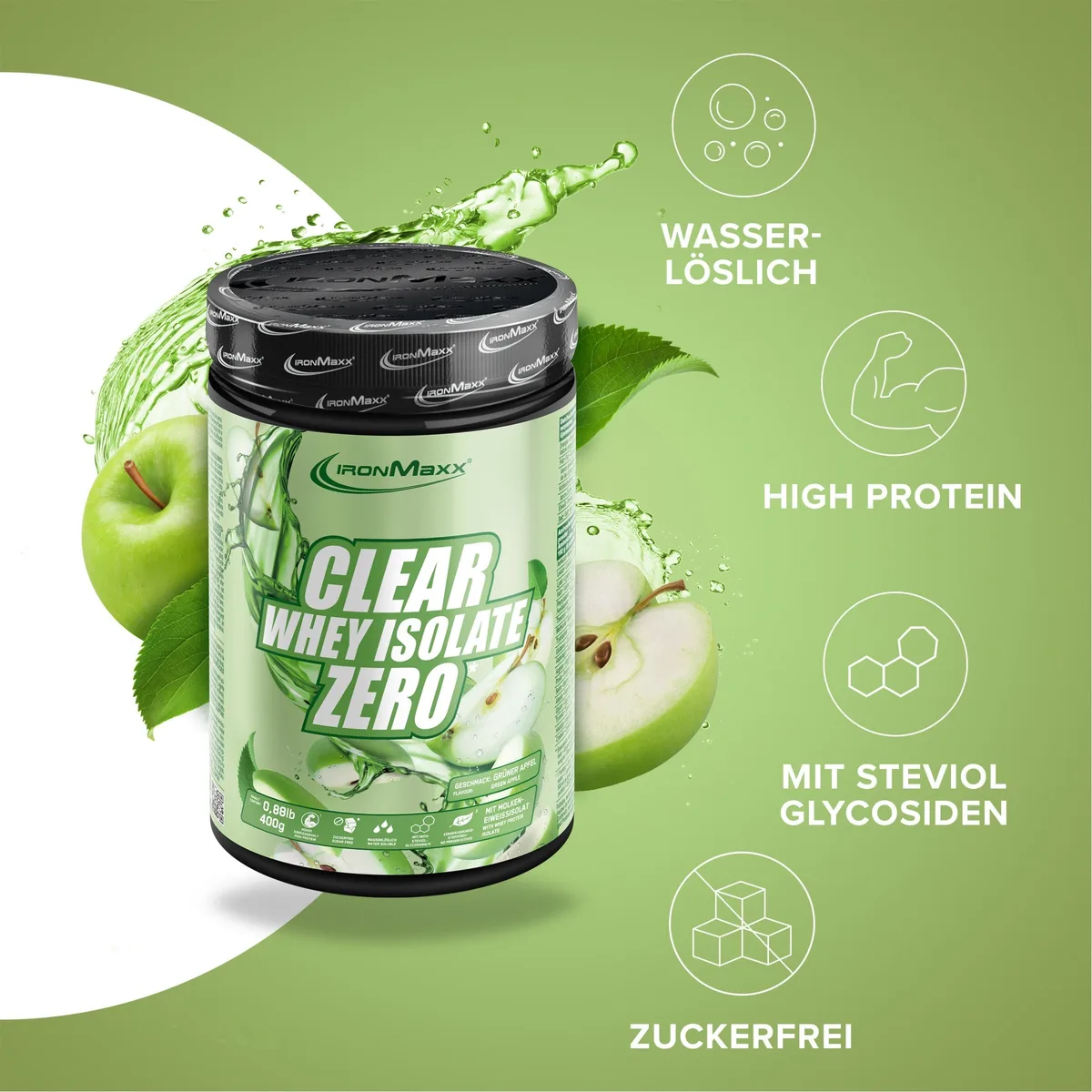 Clear Whey Isolate ZERO (400g) - Green Apple – Bild 7