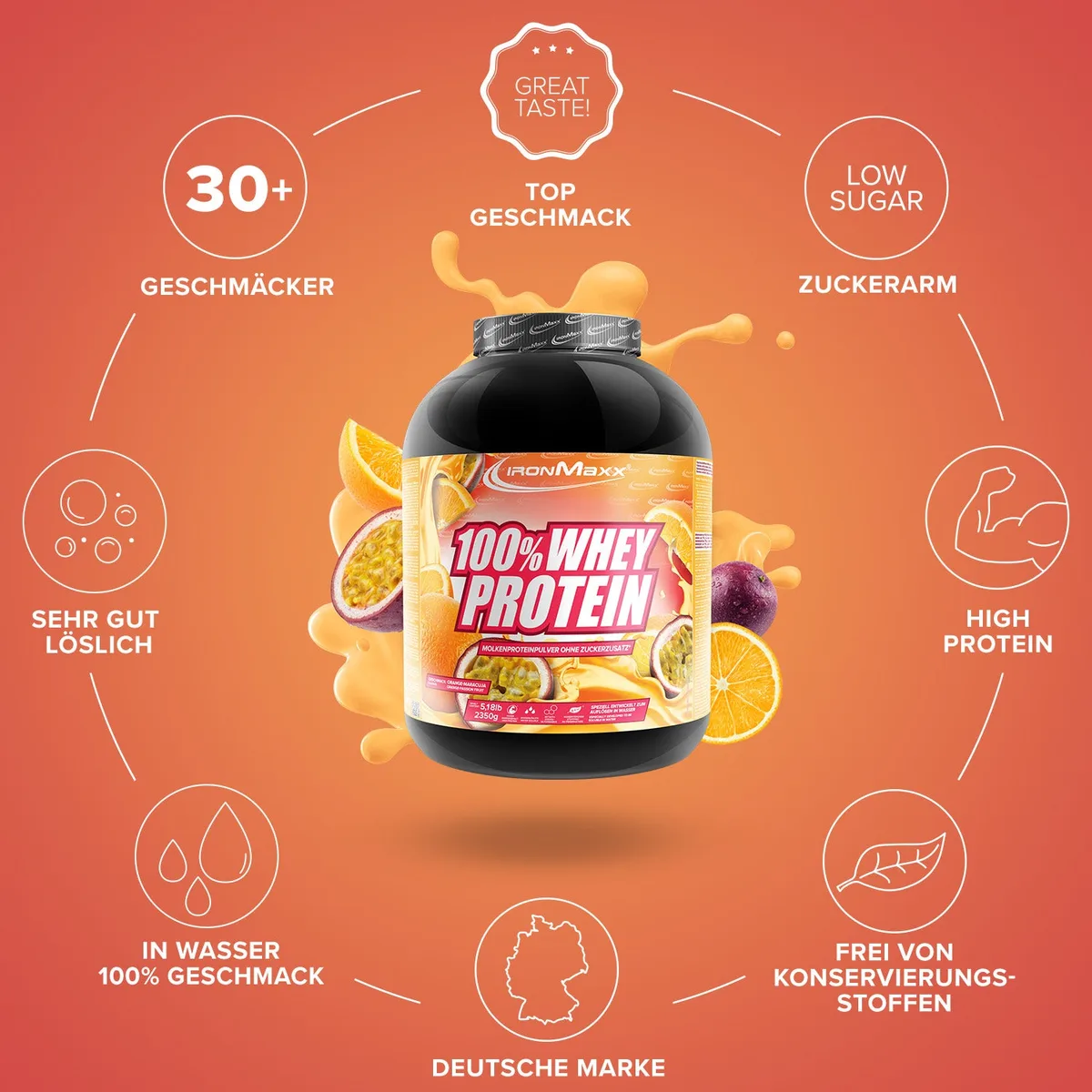 100% Whey Protein (2350g) - Orange Maracuja – Bild 5