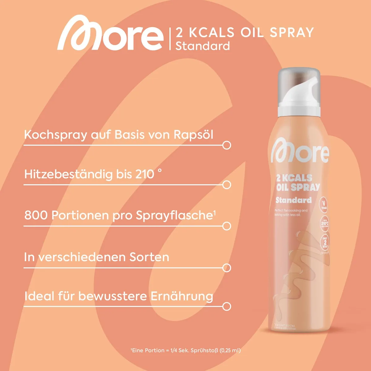 MORE 2 Kalorien Ölspray, 800 Sprühstöße, Pfannenspray zum Braten, Backen & Grillen – Bild 3