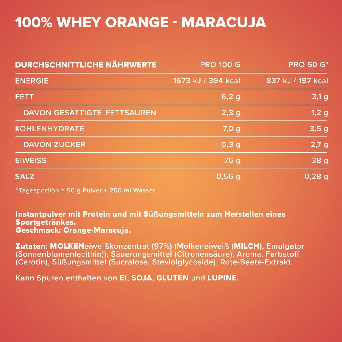 100% Whey Protein (2350g) - Orange Maracuja – Bild 4