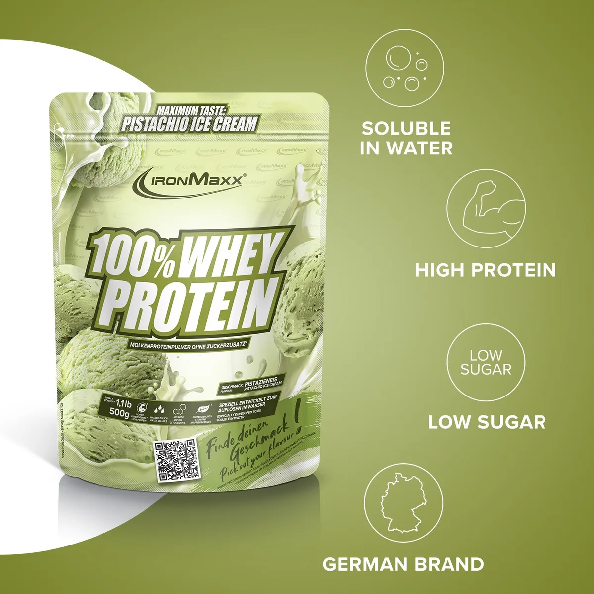 100% Whey Protein (500g) - Ice Cream Pistacchio – Bild 7
