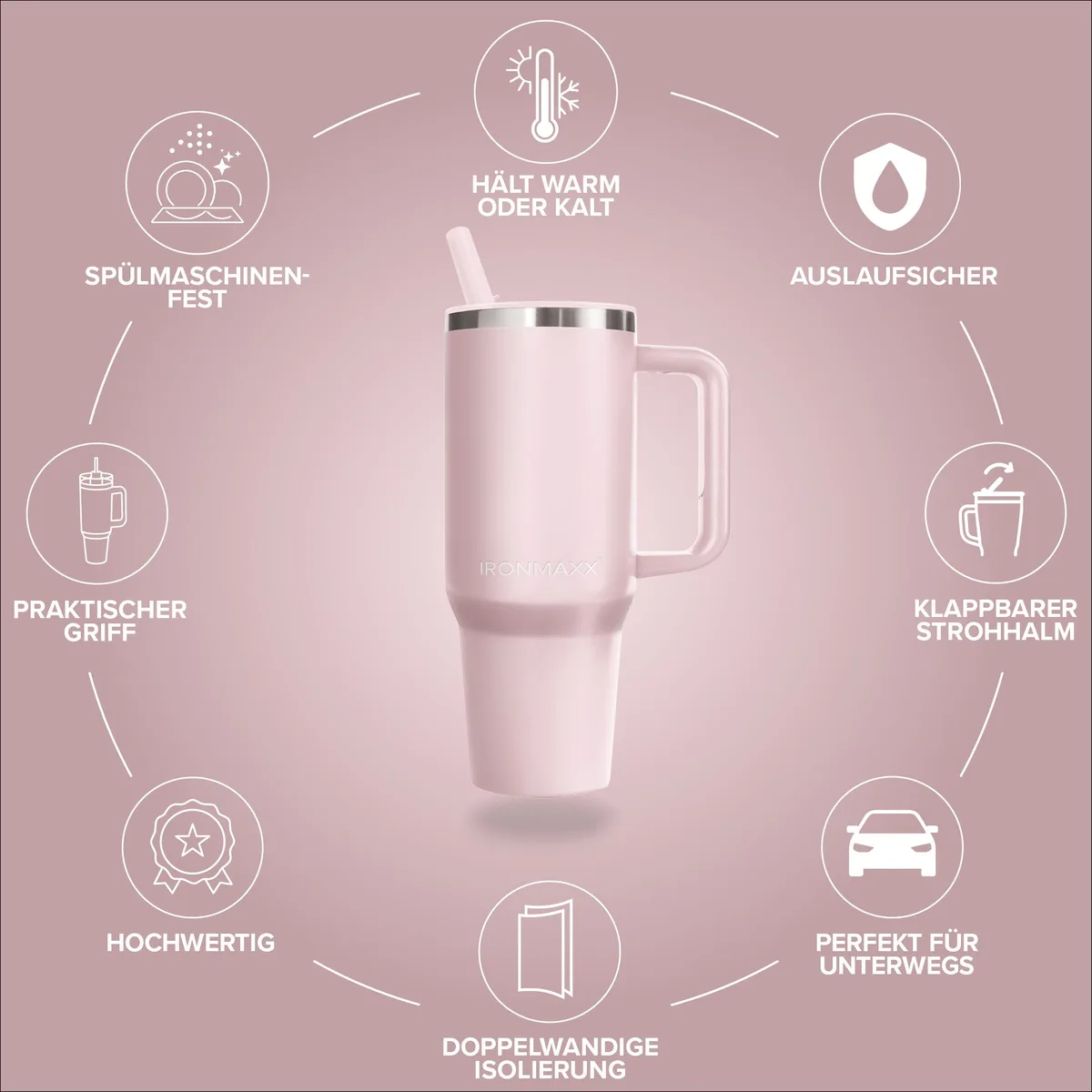IronMaxx Cup V4.0 (1200ml) - Rose – Bild 3
