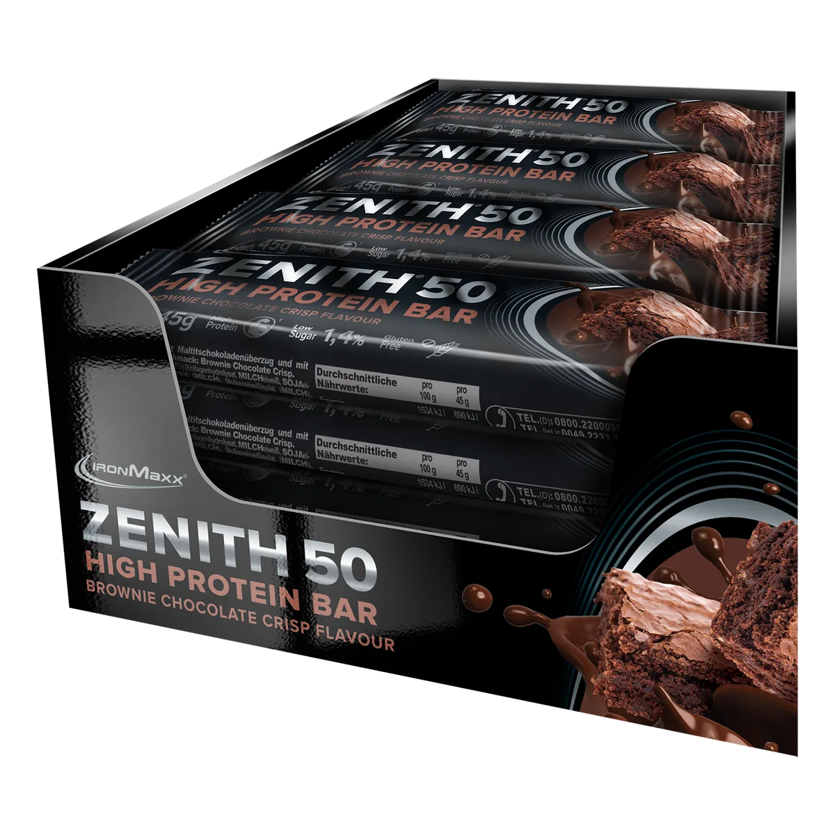 ZENITH® 50 Protein Riegel (16x45g) - Brownie Chocolate Crisp