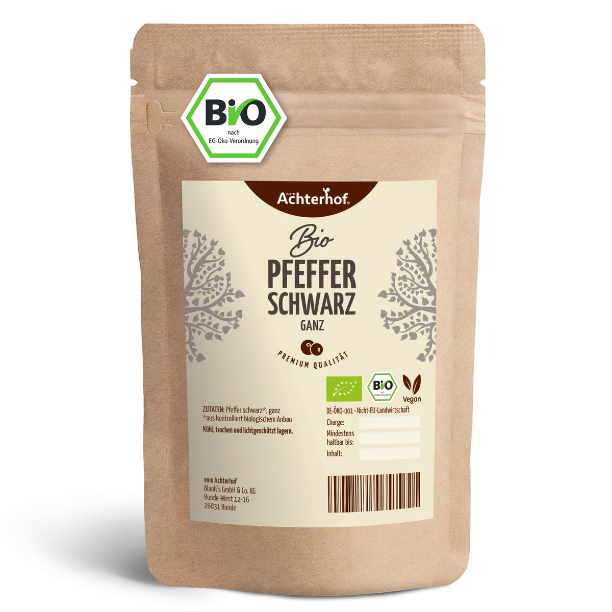 Pfeffer schwarz ganz Bio (100g)