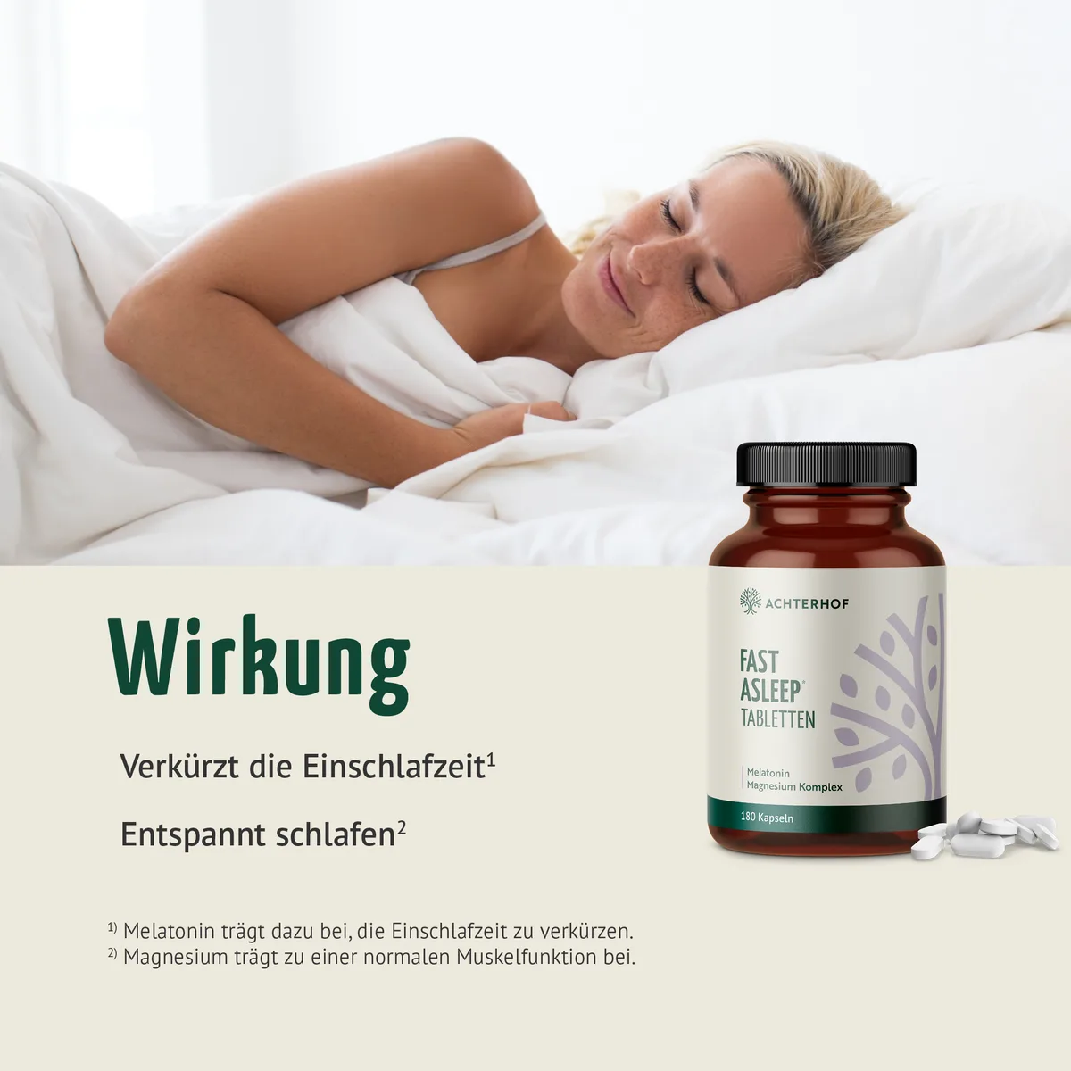 Melatonin Magnesium Komplex Fast Asleep (180 Tabletten) – Bild 3