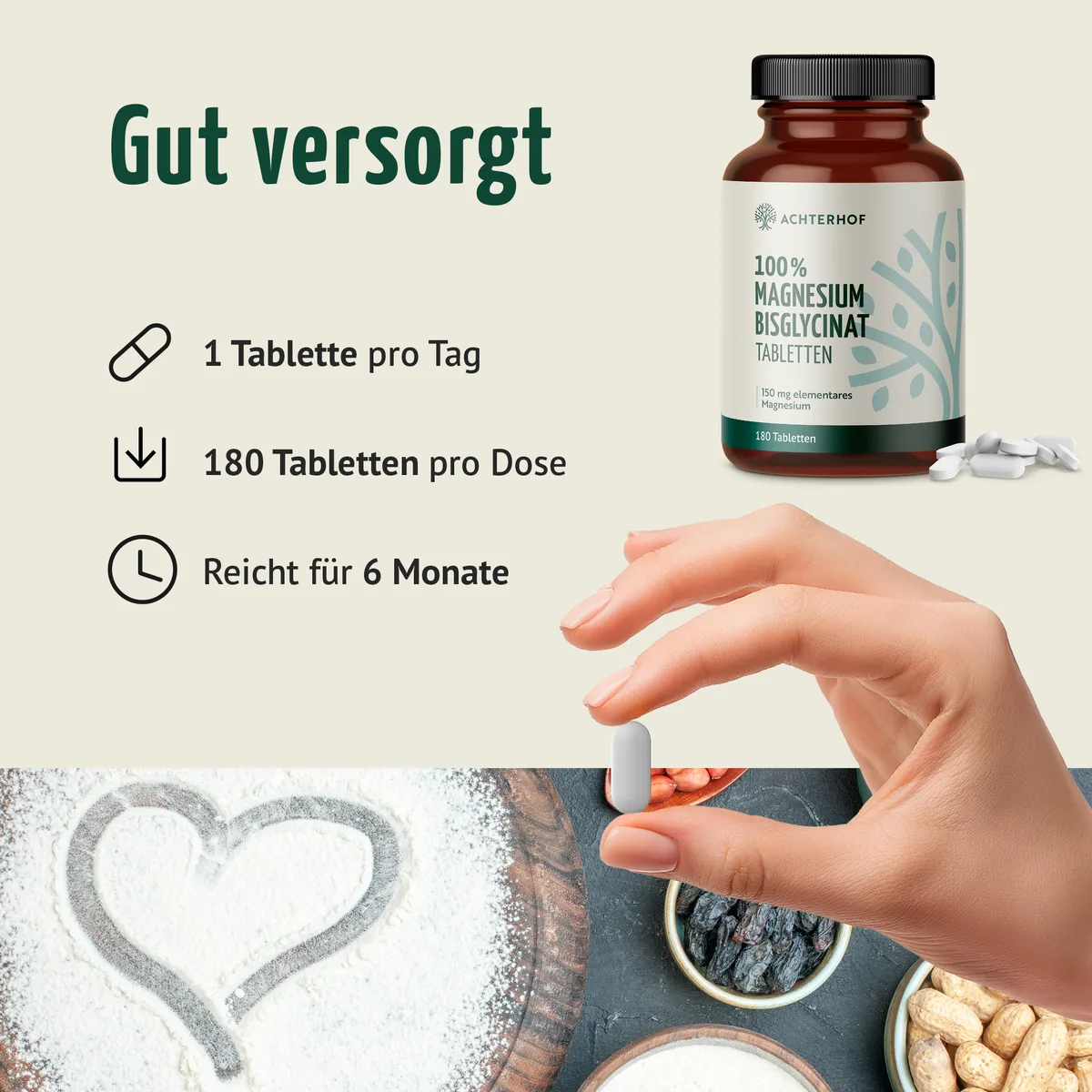 Magnesium Bisglycinat Tabletten (180 Tabletten) – Bild 4