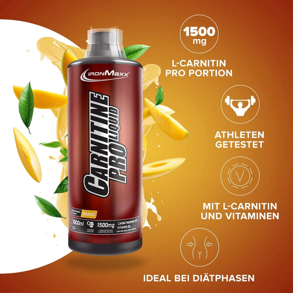 Carnitine Pro Liquid (1000ml) - Mango – Bild 2